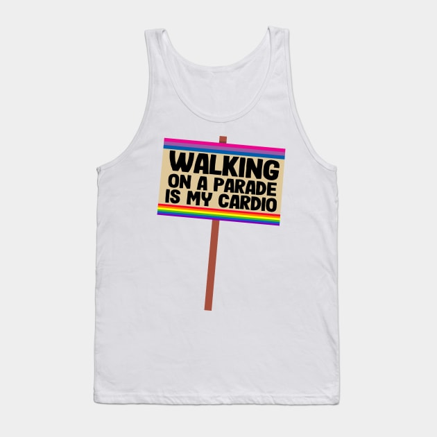 Walking On A Parade Is My Cardio Funny Bi Pride Tank Top by Kuehni